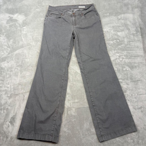 Eileen Fisher Denim - Eileen Fisher Gray Wide Leg Jeans Womens Size 10 Mid Rise Stretch Made in USA